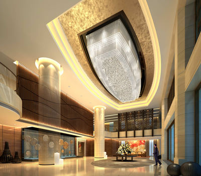商务酒店大堂吊顶效果图设计 营造专业与温馨兼具的空间氛围